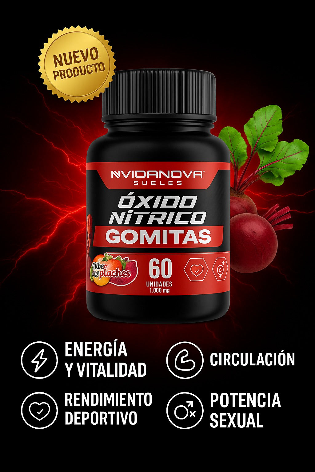 60 GOMITAS OXIDO NITRICO 1000mg